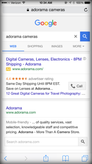 Adorama Cameras search