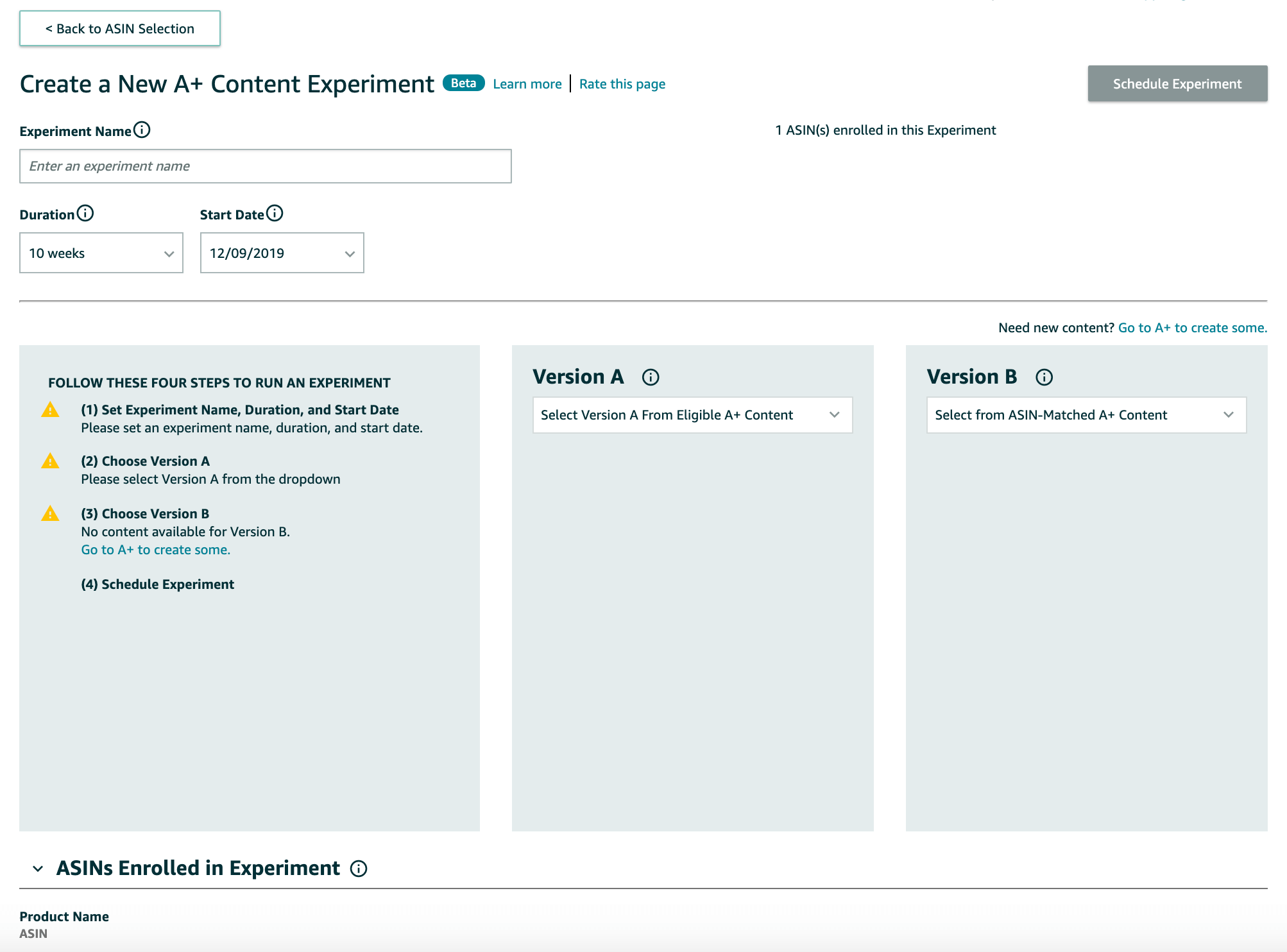 Amazon Manage Your Experiments A/B Testing